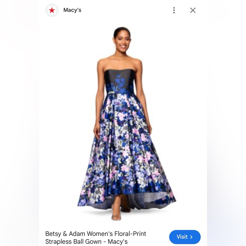 [NWT] Betsy & Adam High-Low Elegant Strapless Floral Dress - Picture 2 of 10